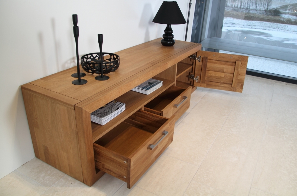 Meuble tv contemporain en bois massif, welson  Mobilier Privé