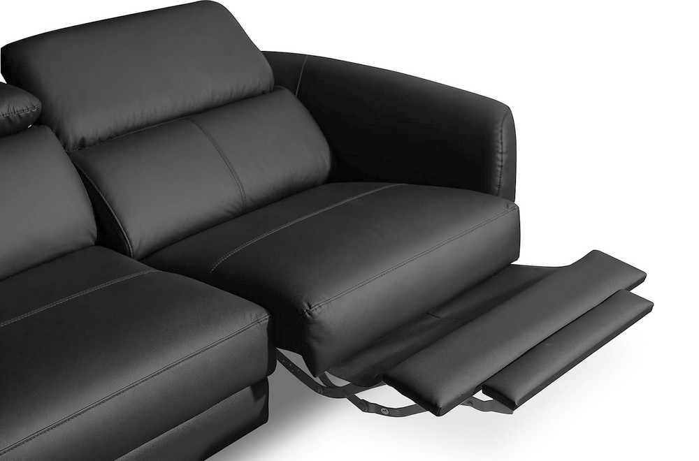 Canapé d'angle relax en cuir de luxe italien avec relax électrique, 5  places bertoni, noir, angle gauche - Mobilier Privé