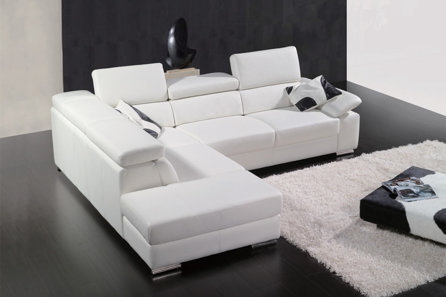 Canapé d'angle blanc design pour extérieur imitation cuir - 8895