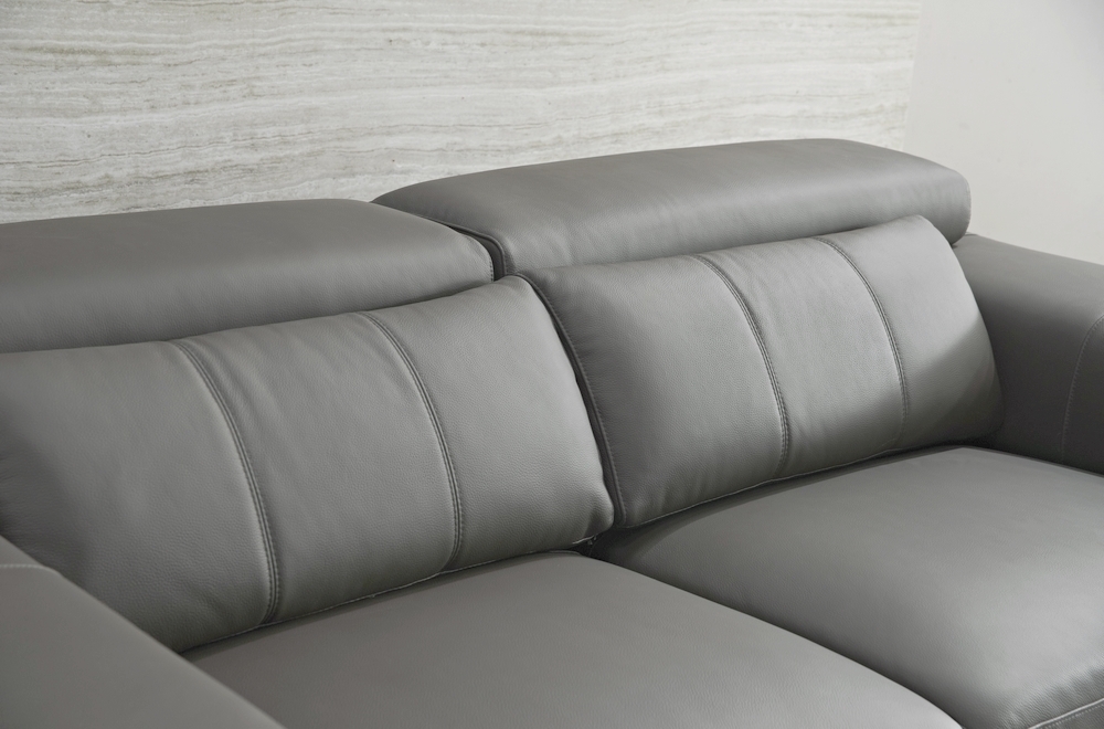 Ensemble canapé 3 places et 2 places et fauteuil en cuir italien buffle  verone, couleur gris foncé - Mobilier Privé