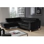 Canapé d'angle convertible en velours luxe 5 places, ASTERIA noir, angle gauche Canapé d'angle convertible en velours luxe 5 places, ASTERIA noir, angle gauche