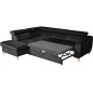 Canapé d'angle convertible en velours luxe 5 places, ASTERIA noir, angle gauche Canapé d'angle convertible en velours luxe 5 places, ASTERIA noir, angle gauche