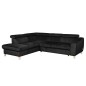 Canapé d'angle convertible en velours luxe 5 places, ASTERIA noir, angle gauche Canapé d'angle convertible en velours luxe 5 places, ASTERIA noir, angle gauche