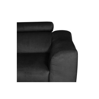 Canapé d'angle convertible en velours luxe 5 places, ASTERIA noir, angle gauche