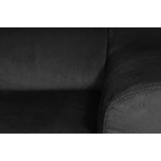 Canapé d'angle convertible en velours luxe 5 places, ASTERIA noir, angle gauche