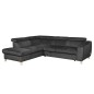 Canapé d'angle convertible en velours luxe 5 places, ASTERIA gris foncé, angle gauche Canapé d'angle convertible en velours luxe 5 places, ASTERIA gris foncé, angle gauche