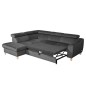 Canapé d'angle convertible en velours luxe 5 places, ASTERIA gris foncé, angle gauche Canapé d'angle convertible en velours luxe 5 places, ASTERIA gris foncé, angle gauche