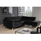 Canapé d'angle convertible en velours luxe 5 places, ASTERIA noir, angle droit Canapé d'angle convertible en velours luxe 5 places, ASTERIA noir, angle droit