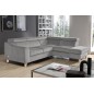 Canapé d'angle convertible en velours luxe 5 places, ASTERIA gris moyen, angle droit Canapé d'angle convertible en velours luxe 5 places, ASTERIA gris moyen, angle droit