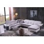 1er paiement de la commande: canapé d'angle relax électrique en cuir buffle italien de luxe: combirelax, blanc et noir , angle g