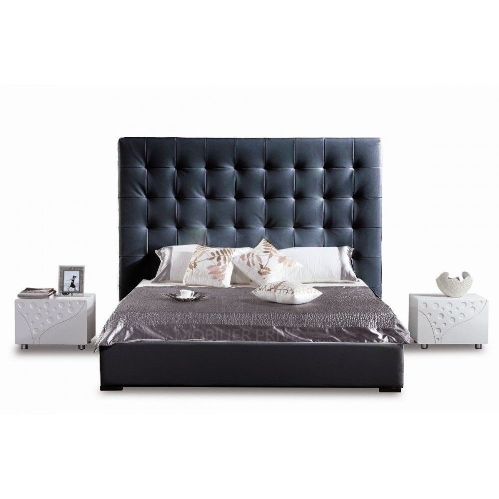 Lit en cuir italien de luxe DODO, noir, 140x190 Lit en cuir italien de luxe DODO, noir, 140x190