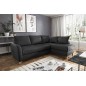 Canapé d'angle convertible en cuir de luxe italien , 5 places CONFORIA, noir, angle droit Canapé d'angle convertible en cuir de luxe italien , 5 places CONFORIA, noir, angle droit