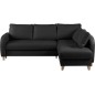 Canapé d'angle convertible en cuir de luxe italien , 5 places CONFORIA, noir, angle droit Canapé d'angle convertible en cuir de luxe italien , 5 places CONFORIA, noir, angle droit