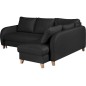 Canapé d'angle convertible en cuir de luxe italien , 5 places CONFORIA, noir, angle droit Canapé d'angle convertible en cuir de luxe italien , 5 places CONFORIA, noir, angle droit