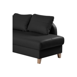 Canapé d'angle convertible en cuir de luxe italien , 5 places CONFORIA, noir, angle droit