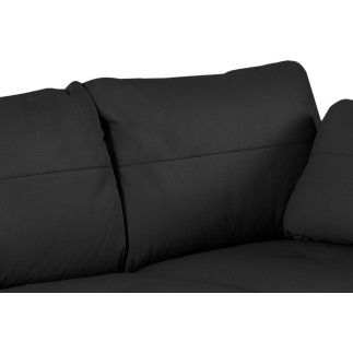 Canapé d'angle convertible en cuir de luxe italien , 5 places CONFORIA, noir, angle droit