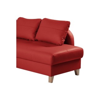 Canapé d'angle convertible en cuir de luxe italien , 5 places CONFORIA, rouge foncé, angle droit