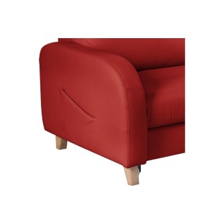 Canapé d'angle convertible en cuir de luxe italien , 5 places CONFORIA, rouge foncé, angle droit