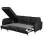 Canapé d'angle convertible en cuir de luxe italien , 5 places CONFORIA, noir, angle gauche Canapé d'angle convertible en cuir de luxe italien , 5 places CONFORIA, noir, angle gauche