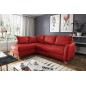Canapé d'angle convertible en cuir de luxe italien , 5 places CONFORIA, rouge foncé, angle gauche