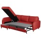 Canapé d'angle convertible en cuir de luxe italien , 5 places CONFORIA, rouge foncé, angle gauche