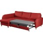 Canapé d'angle convertible en cuir de luxe italien , 5 places CONFORIA, rouge foncé, angle gauche