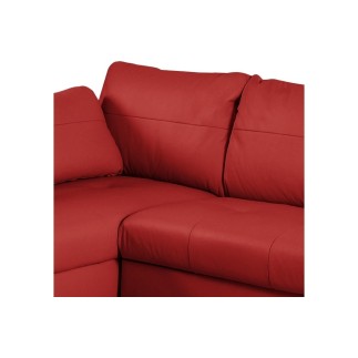 Canapé d'angle convertible en cuir de luxe italien , 5 places CONFORIA, rouge foncé, angle gauche