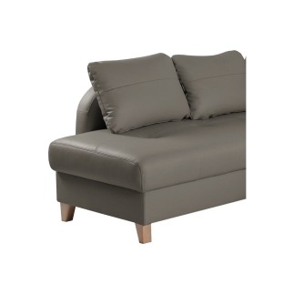 Canapé d'angle convertible en cuir de luxe italien , 5 places CONFORIA, taupe, angle gauche