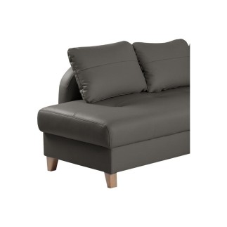 Canapé d'angle convertible en cuir de luxe italien , 5 places CONFORIA, gris foncé, angle gauche