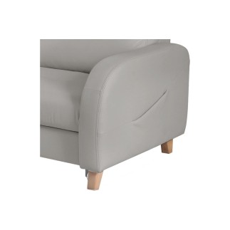 - Canapé d'angle convertible en cuir de luxe italien , 5 places CONFORIA, gris clair, angle gauche