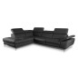 Canapé d'angle relax en 100% tout cuir épais de luxe italien avec relax électrique, 5/6 places KASTER, noir, angle gauche Canapé d'angle relax en 100% tout cuir épais de luxe italien avec relax électrique, 5/6 places KASTER, noir, angle gauche