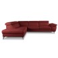 Canapé d'angle relax en 100% tout cuir épais de luxe italien avec relax électrique, 5/6 places KASTER, rouge bordeaux, angle gau Canapé d'angle relax en 100% tout cuir épais de luxe italien avec relax électrique, 5/6 places KASTER, rouge bordeaux, angle gau