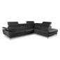 Canapé d'angle relax en 100% tout cuir épais de luxe italien avec relax électrique, 5/6 places KASTER, noir, angle droit Canapé d'angle relax en 100% tout cuir épais de luxe italien avec relax électrique, 5/6 places KASTER, noir, angle droit