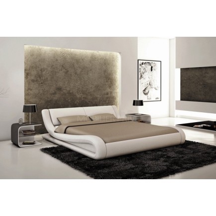 Lit en cuir italien de luxe DREAM, beige, 160x200