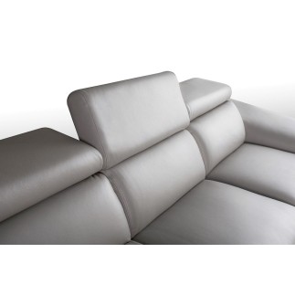 Canapé d'angle relax en 100% tout cuir épais de luxe italien avec relax électrique, 5/6 places KASTER, gris clair, angle gauche