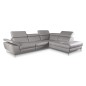 Canapé d'angle relax en 100% tout cuir épais de luxe italien avec relax électrique, 5/6 places KASTER, gris clair, angle droit Canapé d'angle relax en 100% tout cuir épais de luxe italien avec relax électrique, 5/6 places KASTER, gris clair, angle droit