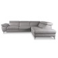 Canapé d'angle relax en 100% tout cuir épais de luxe italien avec relax électrique, 5/6 places KASTER, gris clair, angle droit Canapé d'angle relax en 100% tout cuir épais de luxe italien avec relax électrique, 5/6 places KASTER, gris clair, angle droit