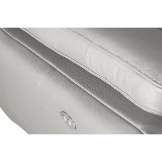 Canapé d'angle relax en 100% tout cuir épais de luxe italien avec relax électrique, 5/6 places KASTER, gris clair, angle droit