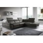 Canapé d'angle relax en 100% tout cuir épais de luxe italien avec relax électrique, 5/6 places KASTER, anthracite, angle droit
