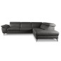 Canapé d'angle relax en 100% tout cuir épais de luxe italien avec relax électrique, 5/6 places KASTER, anthracite, angle droit