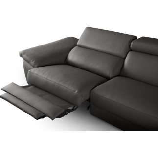 Canapé d'angle relax en 100% tout cuir épais de luxe italien avec relax électrique, 5/6 places KASTER, anthracite, angle droit