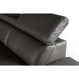 Canapé d'angle relax en 100% tout cuir épais de luxe italien avec relax électrique, 5/6 places KASTER, anthracite, angle droit