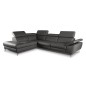 Canapé d'angle relax en 100% tout cuir épais de luxe italien avec relax électrique, 5/6 places KASTER, anthracite, angle gauche Canapé d'angle relax en 100% tout cuir épais de luxe italien avec relax électrique, 5/6 places KASTER, anthracite, angle gauche