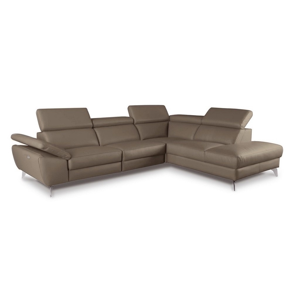 Canapé d'angle relax en 100% tout cuir épais de luxe italien avec relax électrique, 5/6 places KASTER, taupe (vers le brun), ang Canapé d'angle relax en 100% tout cuir épais de luxe italien avec relax électrique, 5/6 places KASTER, taupe (vers le brun), ang