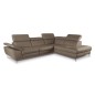 Canapé d'angle relax en 100% tout cuir épais de luxe italien avec relax électrique, 5/6 places KASTER, taupe (vers le brun), ang Canapé d'angle relax en 100% tout cuir épais de luxe italien avec relax électrique, 5/6 places KASTER, taupe (vers le brun), ang