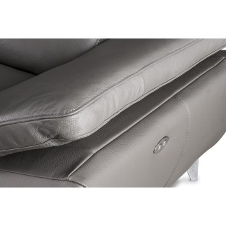 Canapé d'angle relax en 100% tout cuir épais de luxe italien avec relax électrique, 5/6 places KASTER, taupe, angle gauche