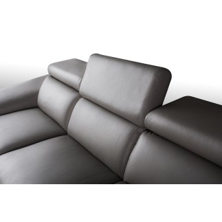 Canapé d'angle relax en 100% tout cuir épais de luxe italien avec relax électrique, 5/6 places KASTER, taupe, angle droit