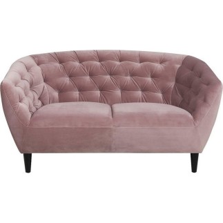 Canapé 2 places en tissu matelassé Rita coloris rose pale