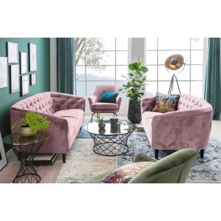 Canapé 3 places en tissu matelassé Rita coloris rose pale