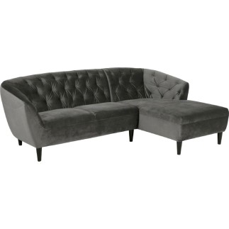 Canapé d'angle en tissu matelassé de qualité Rita coloris gris foncé, angle droit